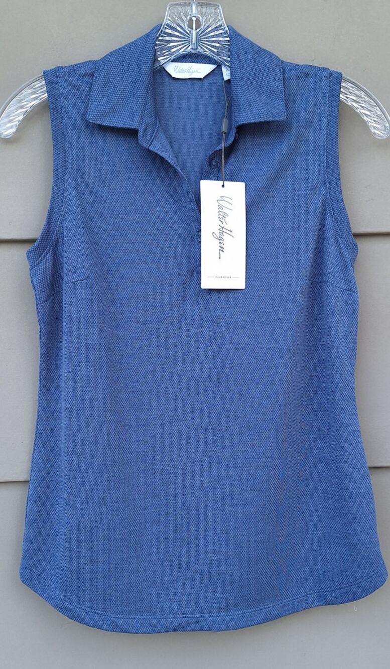 Walter Hagen Women's Golf Tennis Collared Sleeveless Polo Tank Top Blue XS $50